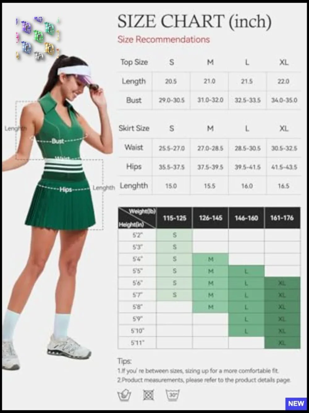 Two Piece Tennis Skirt Set Racerback High Waisted Pleated Golf Outfit